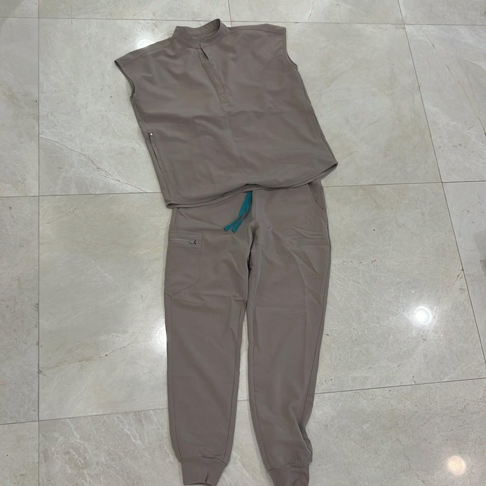 Figs Taupe Sleeveless Top and Jogger Set